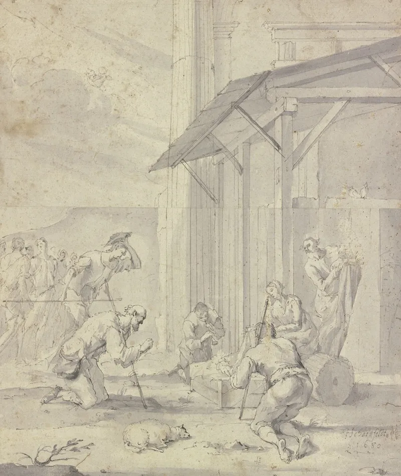 Adoration Of The Shepherds 56 Wall Art by Johann Heinrich Schönfeld - High-Resolution Digital Print