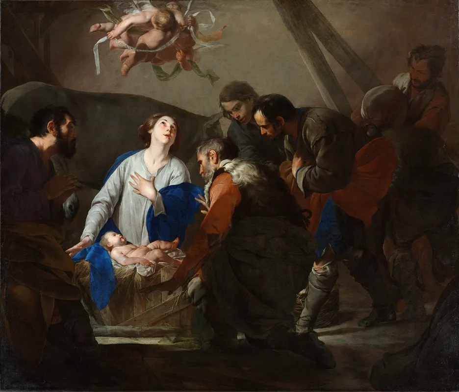 Adoration Of The Shepherds Wall Art by Bernardo Cavallino - High-Resolution Digital Print