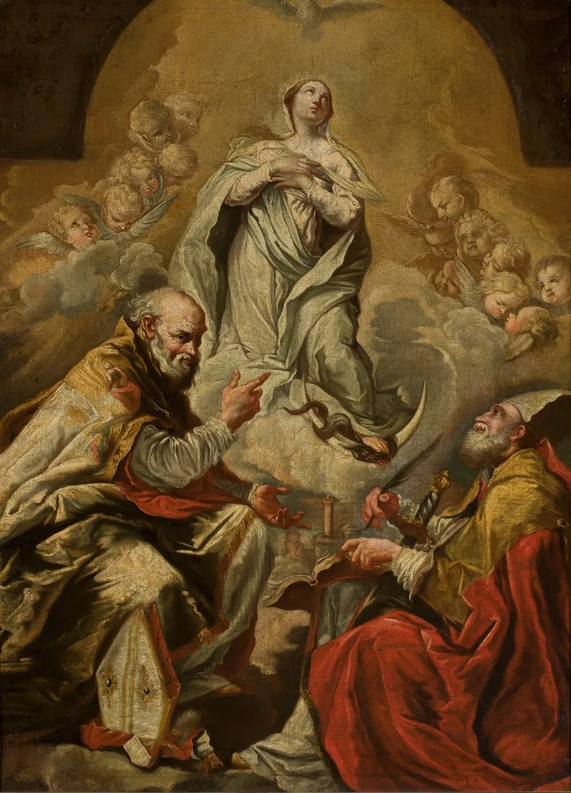 Adoration Of Virgin Mary By St Petronius And Dionysius The Areopagite