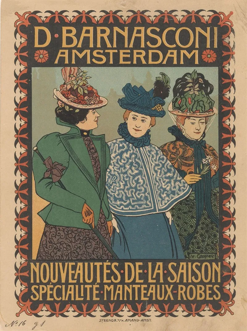 Advertisement Of Clothing Store D Barnasconi In Amsterdam Wall Art by Johann Georg van Caspel - High-Resolution Digital Print