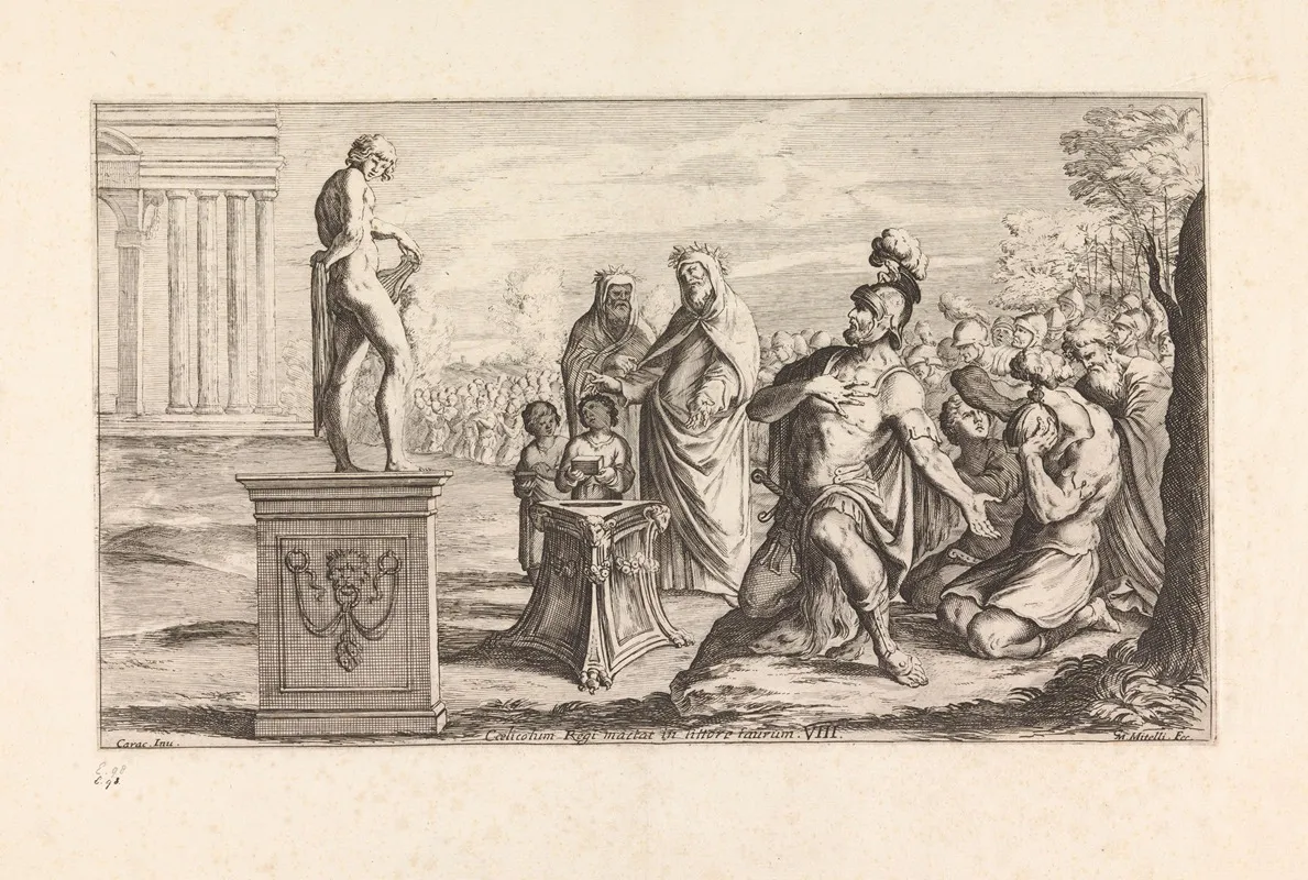 Aeneas Offering A Sacrifice To The Gods Coelicolum Regi Mactat In Littore Taurum Wall Art by Giuseppe Maria Mitelli - High-Resolution Digital Print