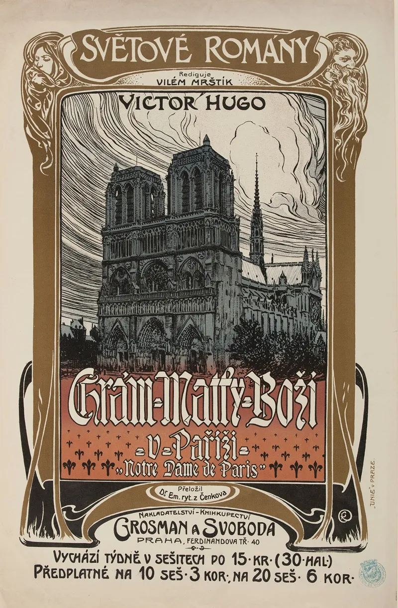 Affiche De Librairie Tcheque Pour La Traduction De Notre Dame De Paris Wall Art by Anonymous - High-Resolution Digital Print