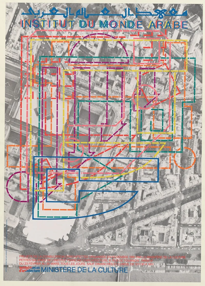 Affiche De Linstitut Du Monde Arrabe Projets De La Consultation Darchitectes Organisee En Novembre 1981 Par Le Minis Wall Art by Imprimerie Quotidienne - High-Resolution Digital Print