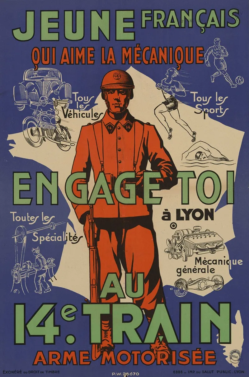 Affiche De Recrutement De Larmee De Vichy 14e Train Wall Art by Imp. du Salut - High-Resolution Digital Print