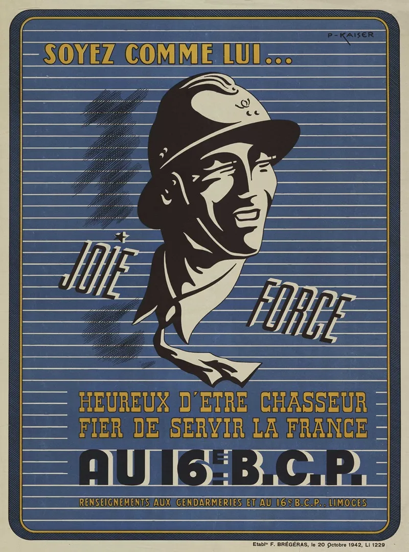 Affiche De Recrutement De Larmee De Vichy 16e Bcp Joie Force Wall Art by P. Kaiser - High-Resolution Digital Print