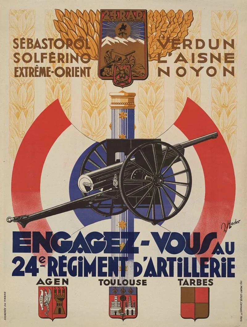 Affiche De Recrutement De Larmee De Vichy 24e Regiment Dartillerie Wall Art by Imp. Mont-Louis - High-Resolution Digital Print