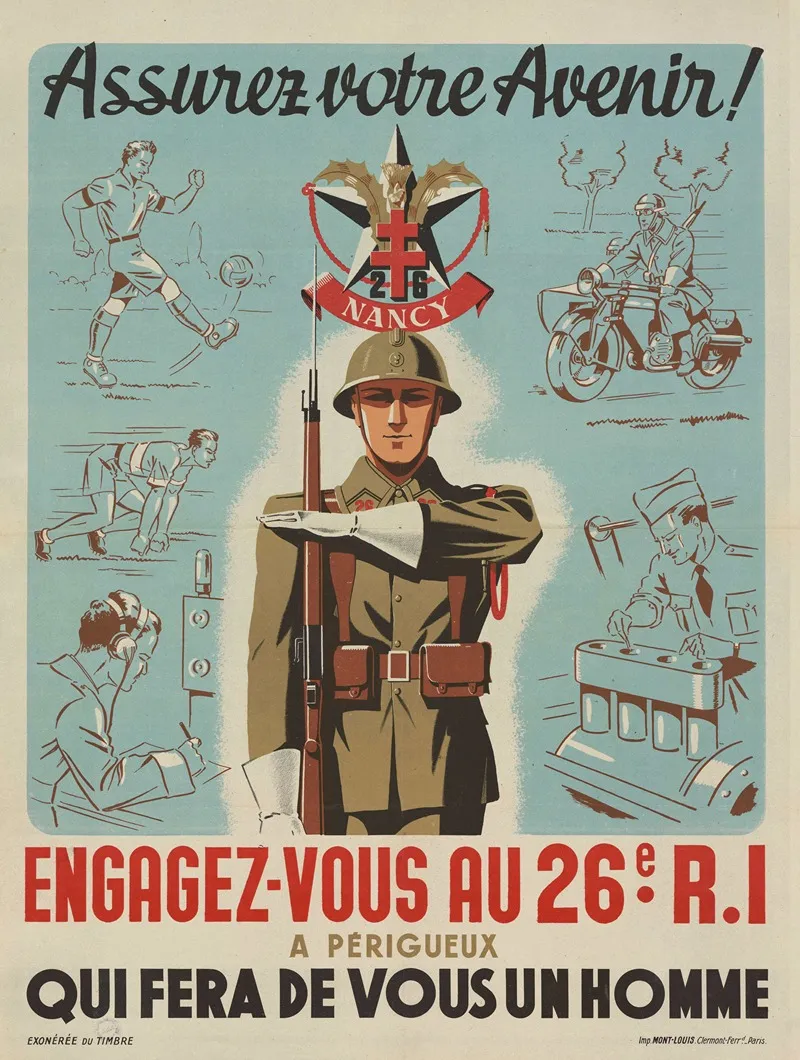 Affiche De Recrutement De Larmee De Vichy 26e Ri Wall Art by Imp. Mont-Louis - High-Resolution Digital Print