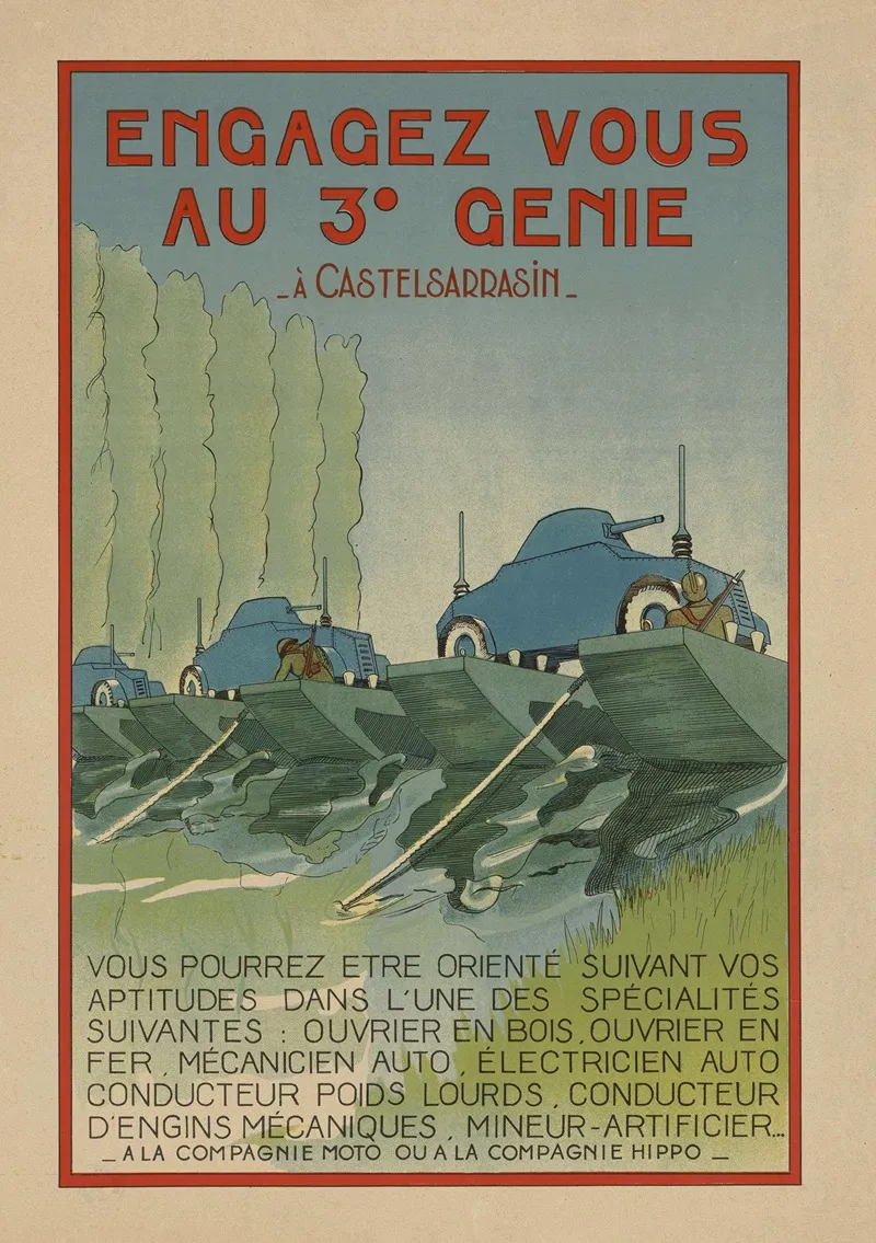 Affiche De Recrutement De Larmee De Vichy 3e Bataillon Du Genie