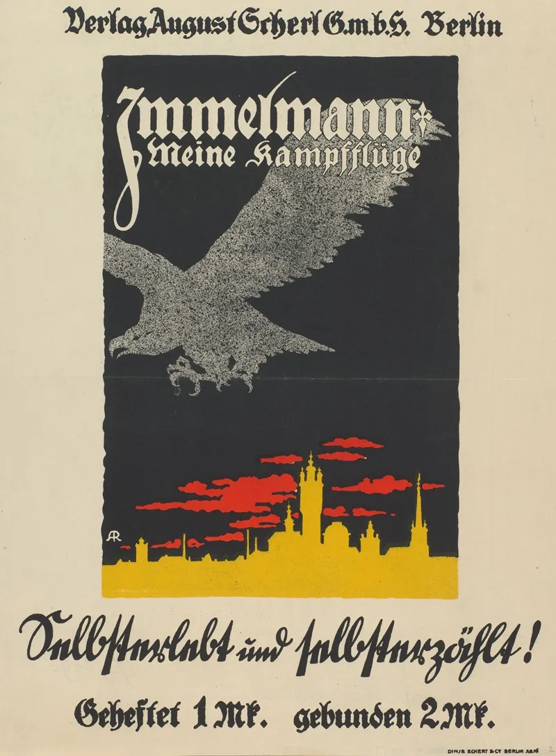 Affiche Ter Promotie Van Max Immelmann Meine Kampffluge 1917 Wall Art by A. Rother - High-Resolution Digital Print