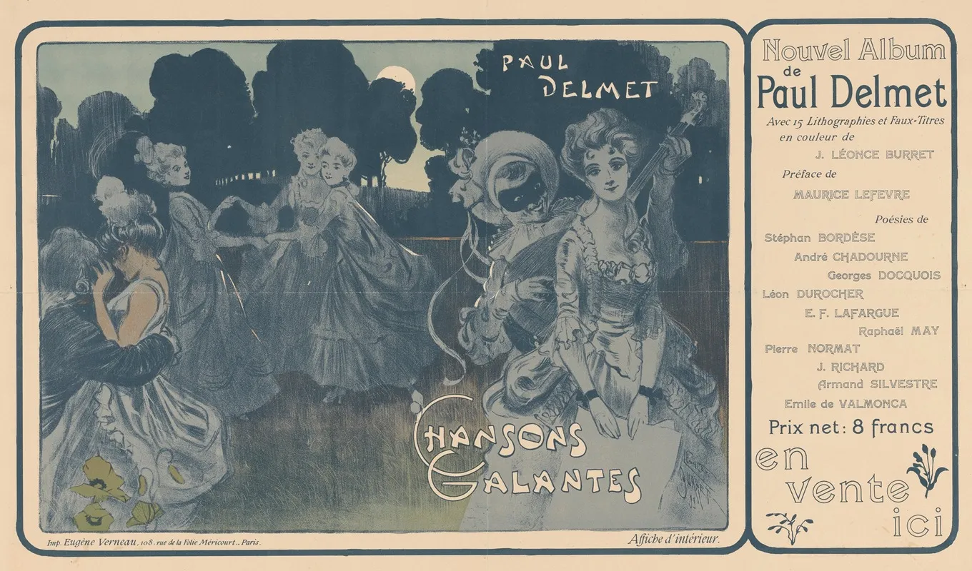 Affiche Voor Chansons Galantes Door Paul Delmet Wall Art by Léonce Burret - High-Resolution Digital Print