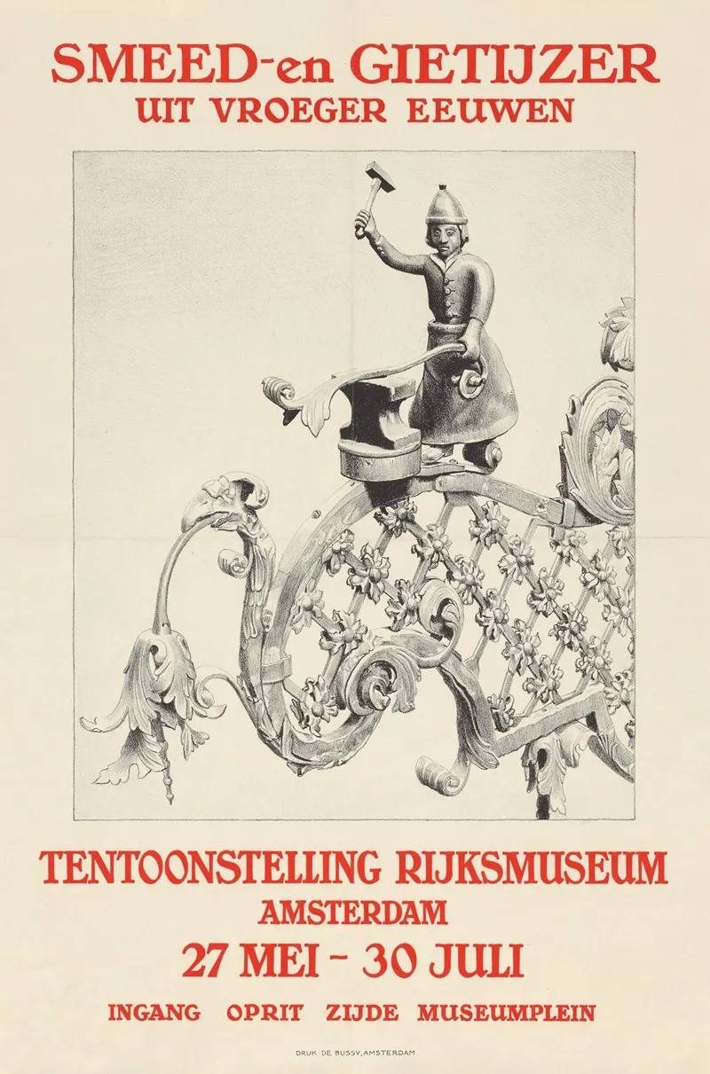 Affiche Voor De Tentoonstelling Smeed En Gietijzer Uit Vroeger Eeuwen In Het Rijksmuseum Te Amsterdam