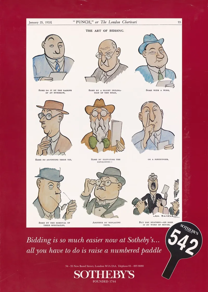 Affiche Waarin Sothebys Reclame Maakt Voor Het Bieden Per Nummer