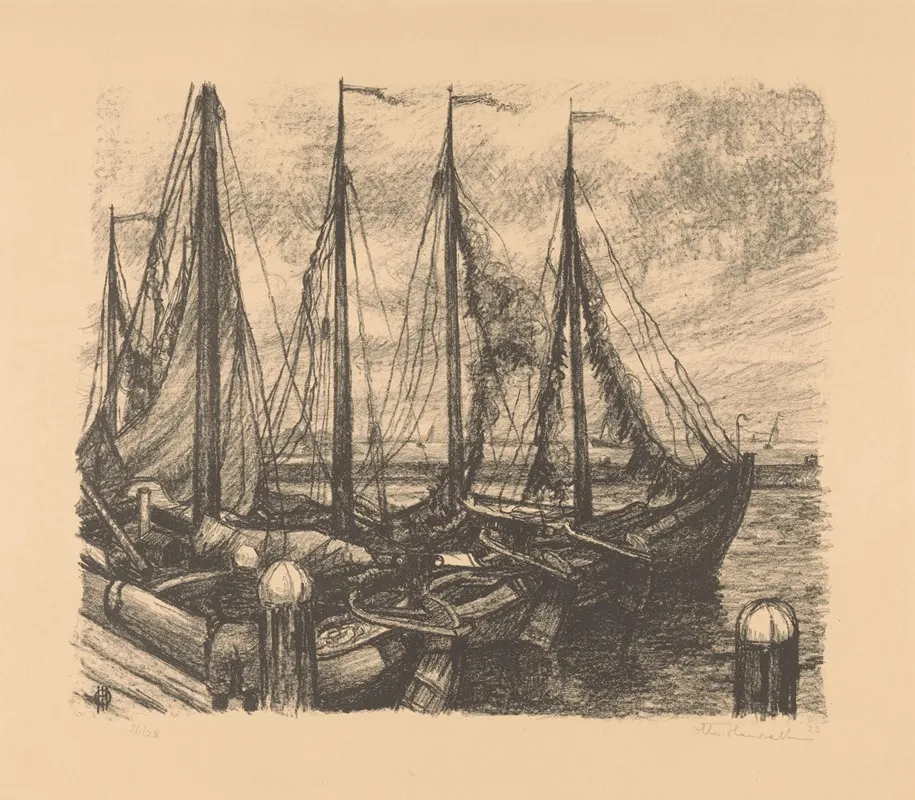 Afgemeerde Vissersschepen In Een Haven Wall Art by Otto Hanrath - High-Resolution Digital Print