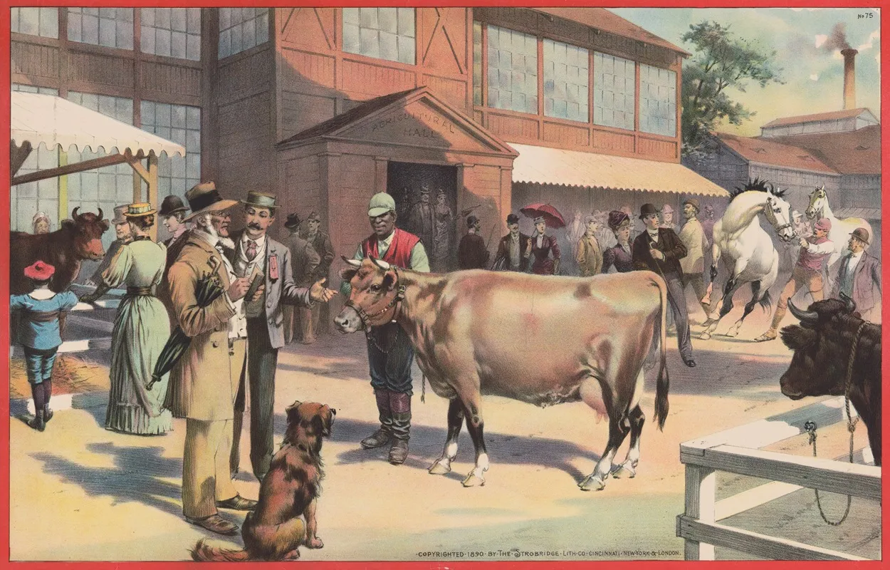 African American Man With Cow People And Horses In Background