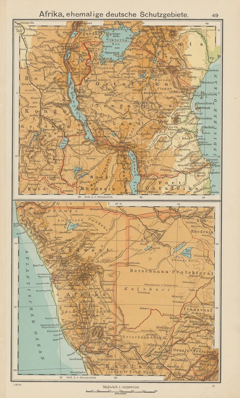 Afrika Ehemalige‎ ‎deutsche‎ ‎schutzgebiete ‎ostafrika ‎ ‎ ‎sudwestafrika Wall Art by Carl Diercke - High-Resolution Digital Print