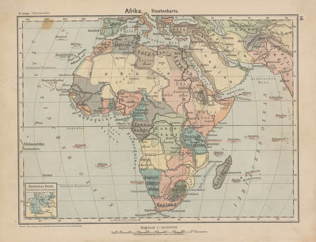Afrika Staatenkarte 2 Wall Art by Henry Lange - High-Resolution Digital Print