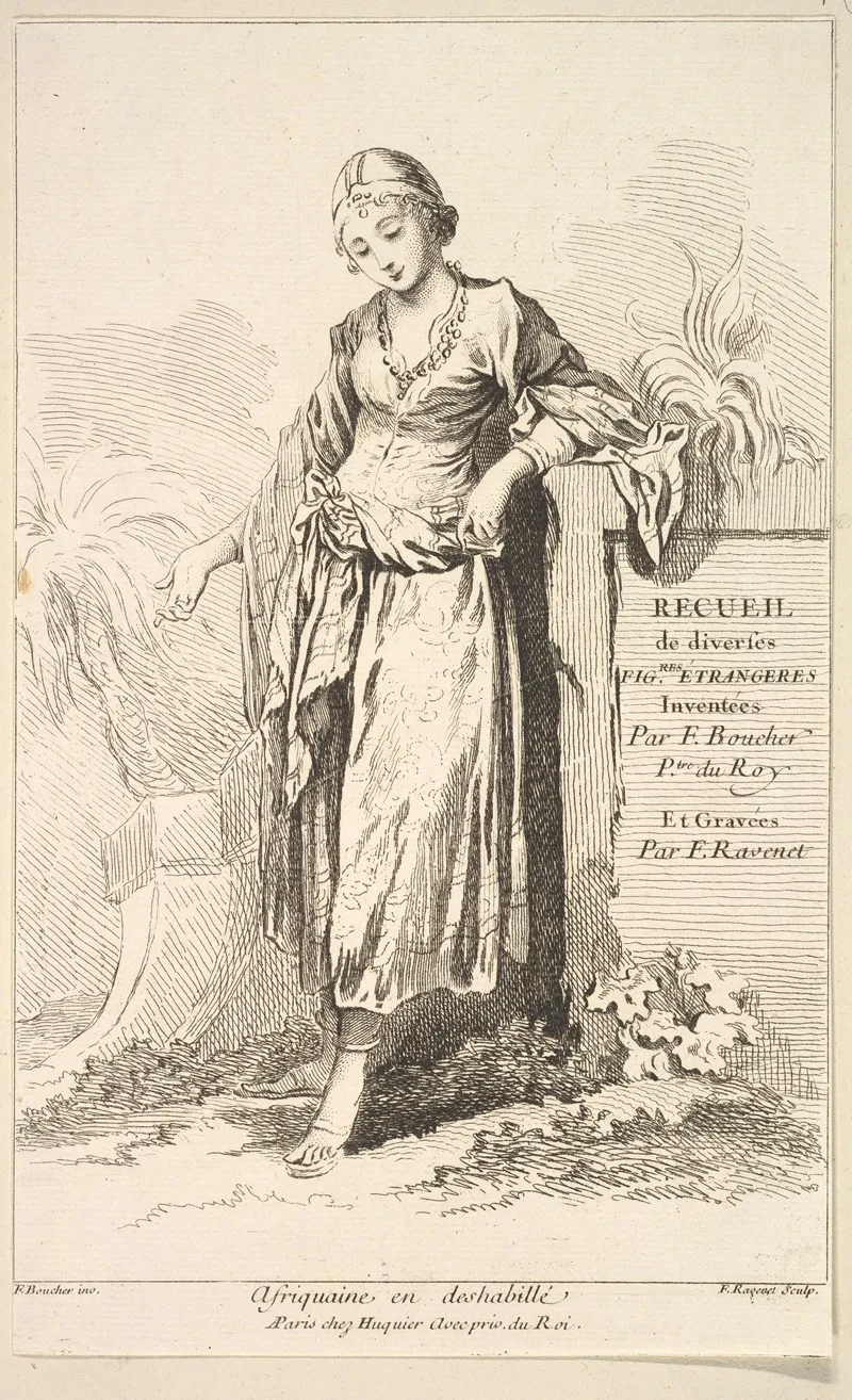 Afriquaine En Deshabille Plate 1 Wall Art by François Boucher - High-Resolution Digital Print