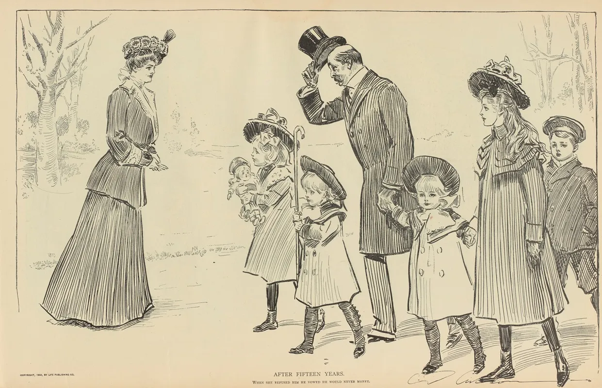 After Fifteen Years Wall Art by Charles Dana Gibson - High-Resolution Digital Print