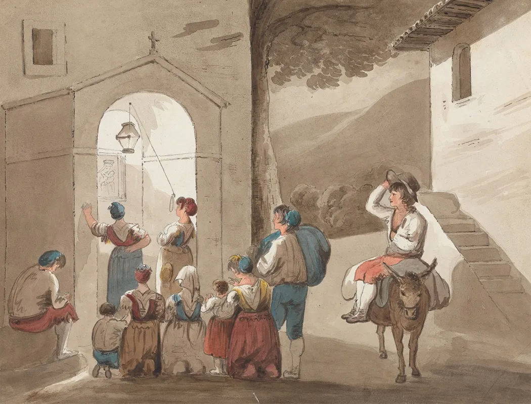After Pinnelli Group Of Peasants Outside A Church