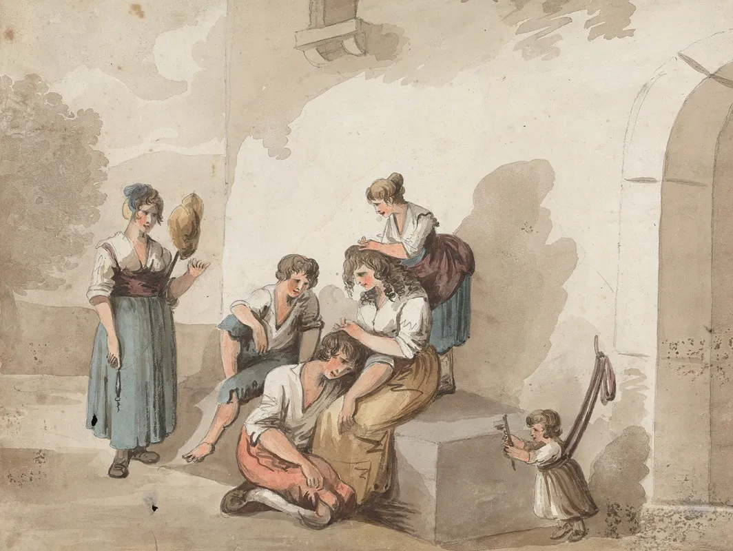 After Pinnelli Group Of Peasants Outside A House