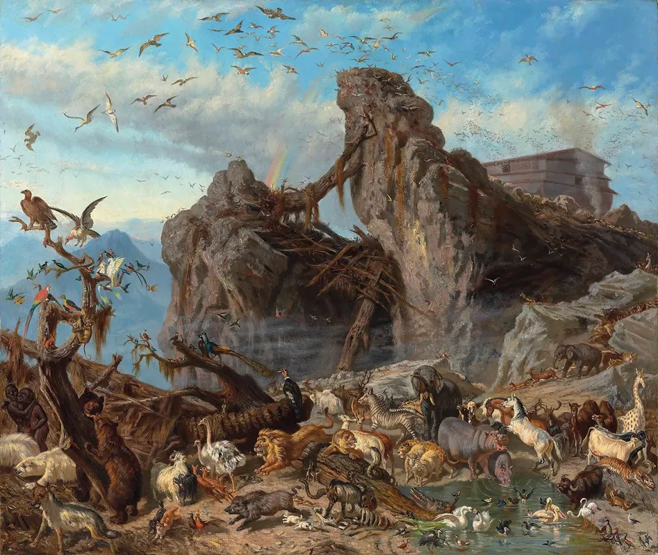 After The Flood The Exit Of The Animals From The Ark Wall Art by Filippo Palizzi - High-Resolution Digital Print