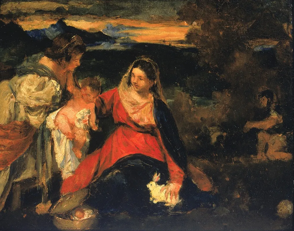 After Titians Madonna Of The Rabbit 2 Wall Art by Kenyon Cox - High-Resolution Digital Print