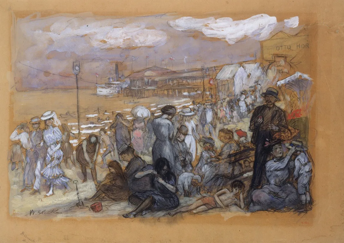 Afternoon At Coney Island Wall Art by William James Glackens - High-Resolution Digital Print