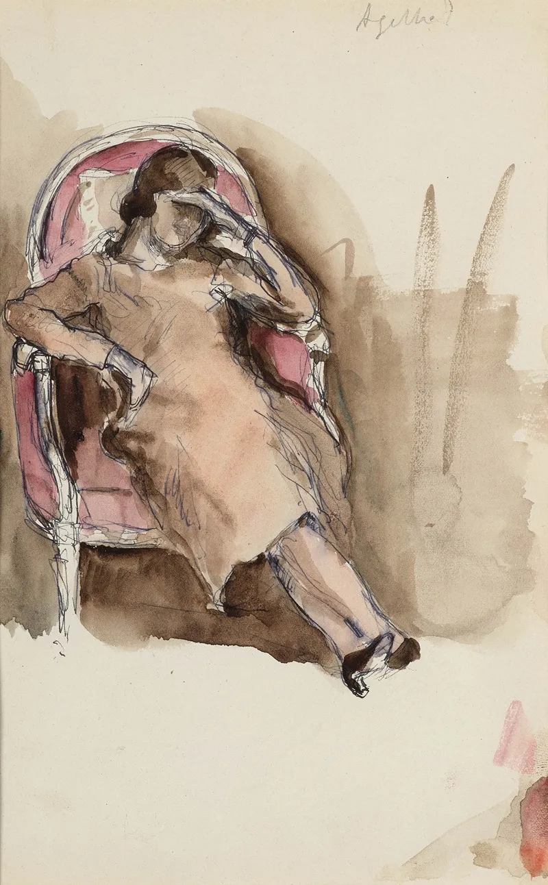 Agathe Rouart Assise Sur Un Fauteuil Wall Art by Paule Gobillard - High-Resolution Digital Print