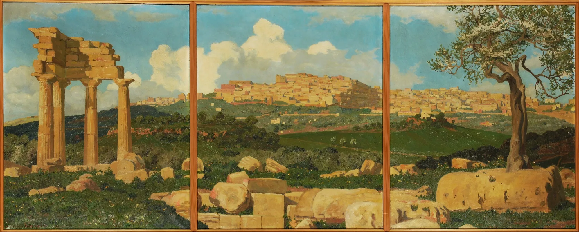 Agrigento Seen From The Temple Of Castor And Pollux Wall Art by Régnault Sarasin - High-Resolution Digital Print