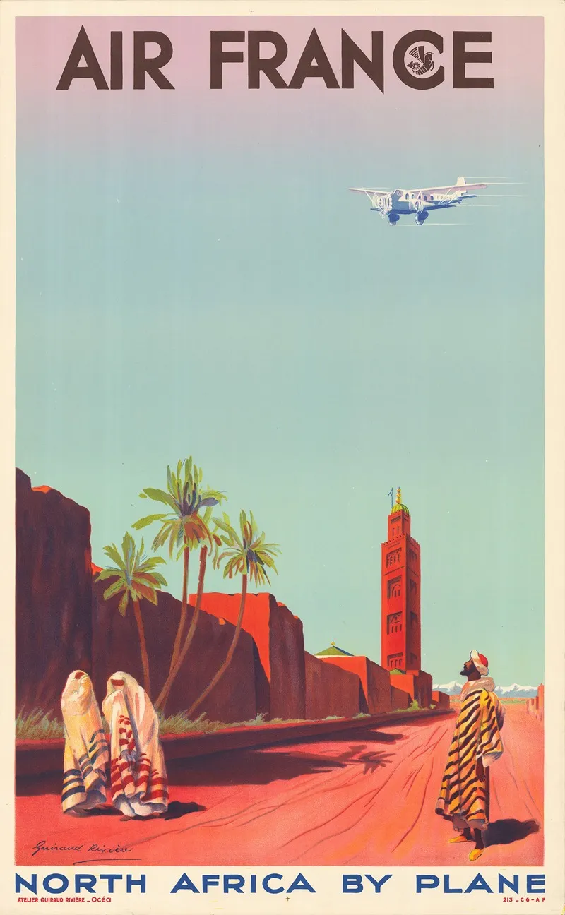 Air France North Africa By Plane Wall Art by Maurice Guiraud-Rivière - High-Resolution Digital Print