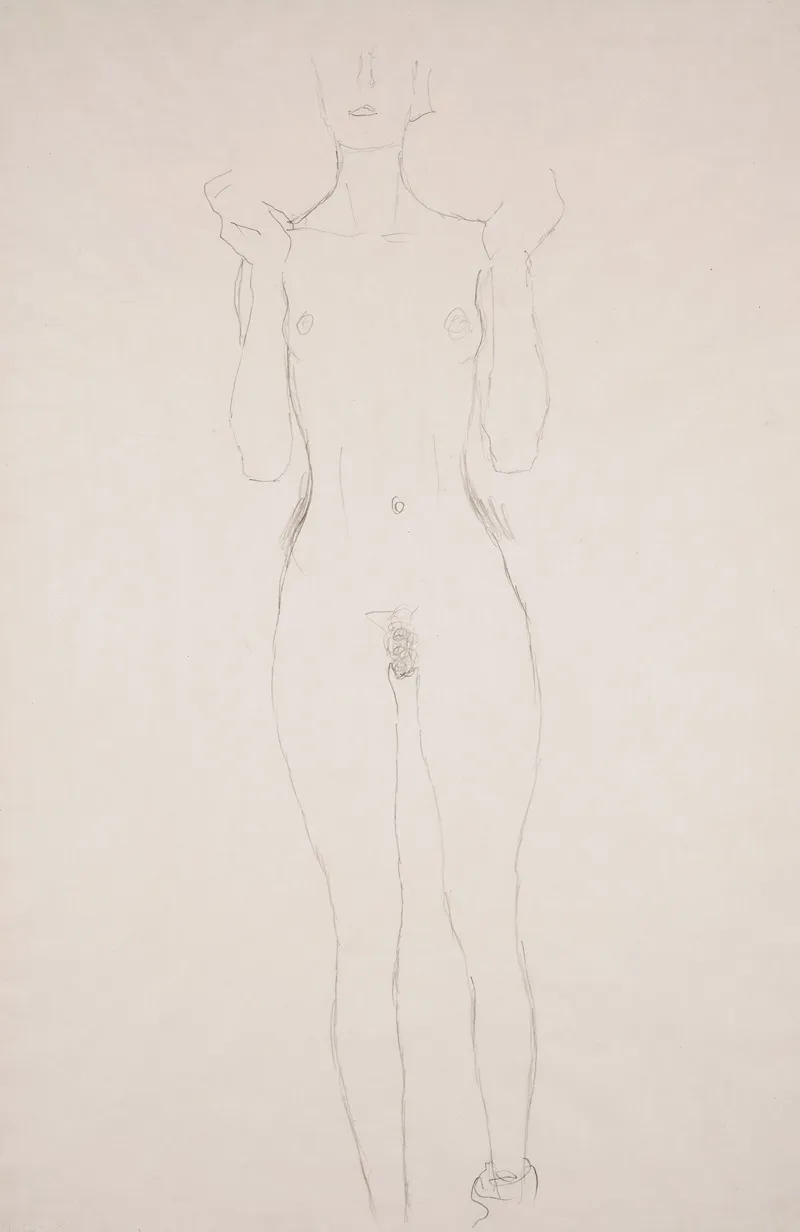 Akt Mit Erhobenen Unterarmen Wall Art by Gustav Klimt - High-Resolution Digital Print