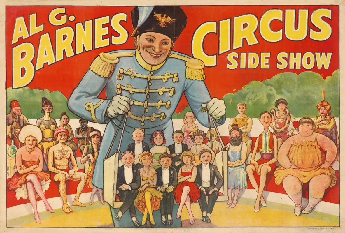 Al G Barnes Circus Side Show Wall Art by Erie Litho Co. - High-Resolution Digital Print