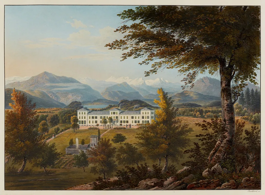 Albisbrunn Wasser Heil Anstalt Im Canton Zurich Wall Art by Johann Jakob Meyer - High-Resolution Digital Print