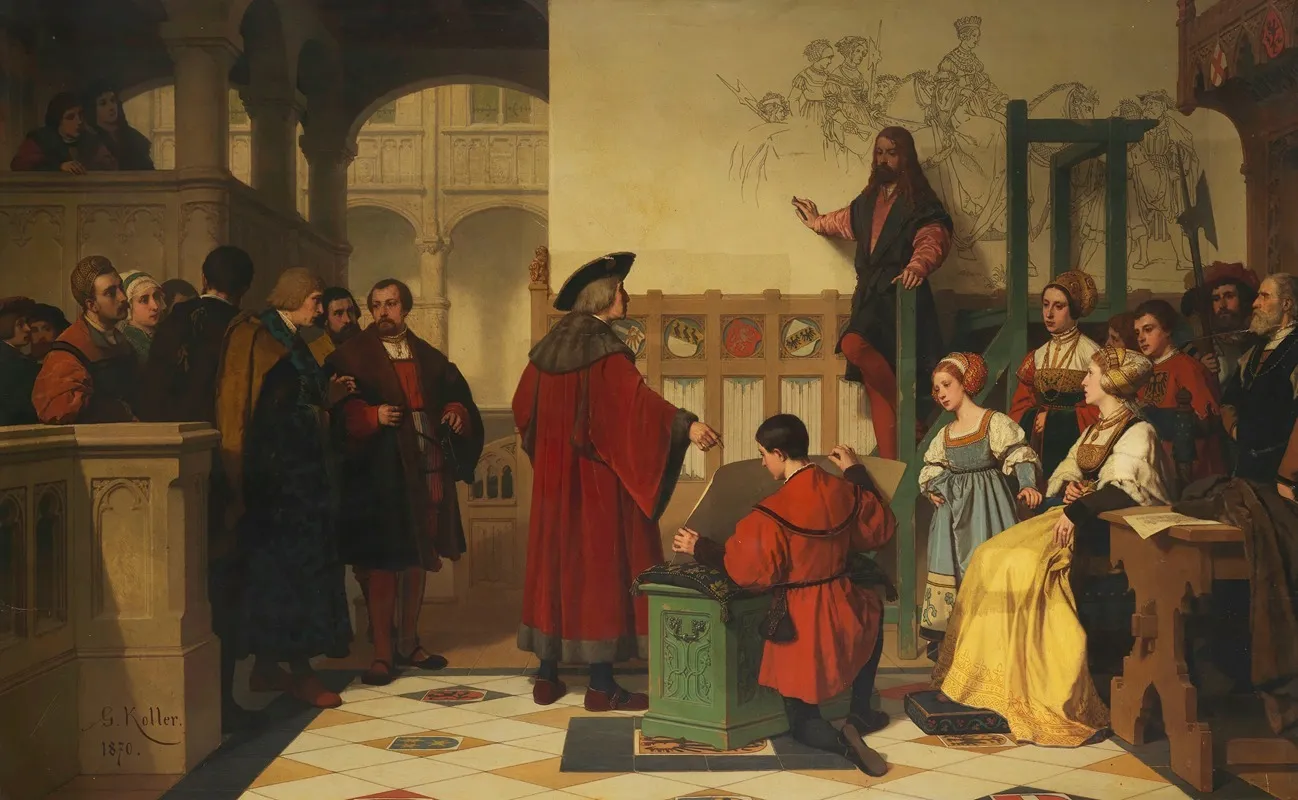 Albrecht Durer Is Visited By Emperor Maximilian At Work Wall Art by Wilhelm Koller - High-Resolution Digital Print