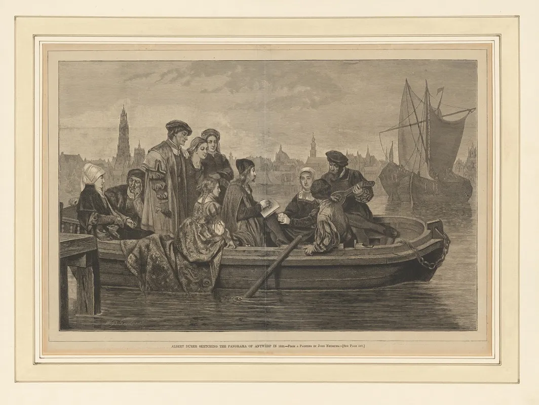 Albrecht Durer Tekent Een Panorama Van Antwerpen In 1520 Wall Art by William Biscombe Gardner - High-Resolution Digital Print