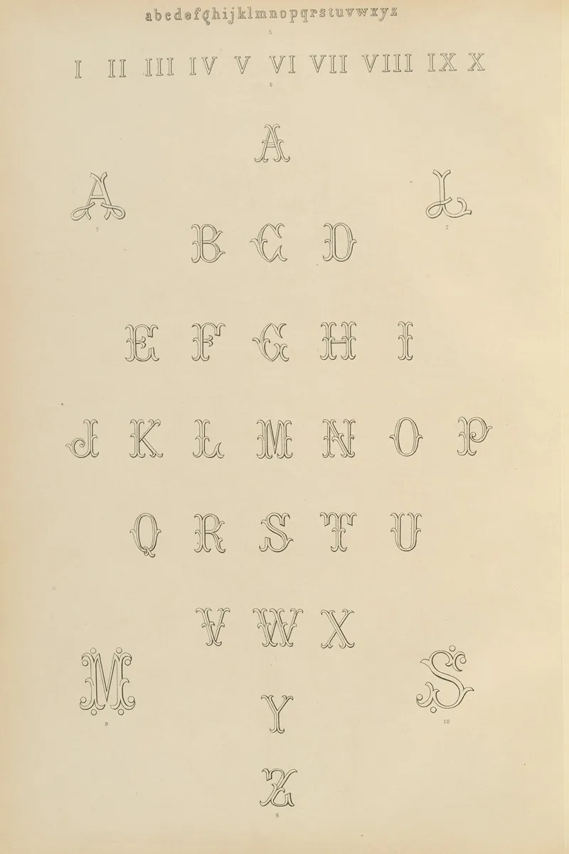 Album De Chiffres Monogrammes Couronnes De Noblesse Françaises Et Etrangeres Pl 002 Wall Art by Ch Crouvezier - High-Resolution Digital Print