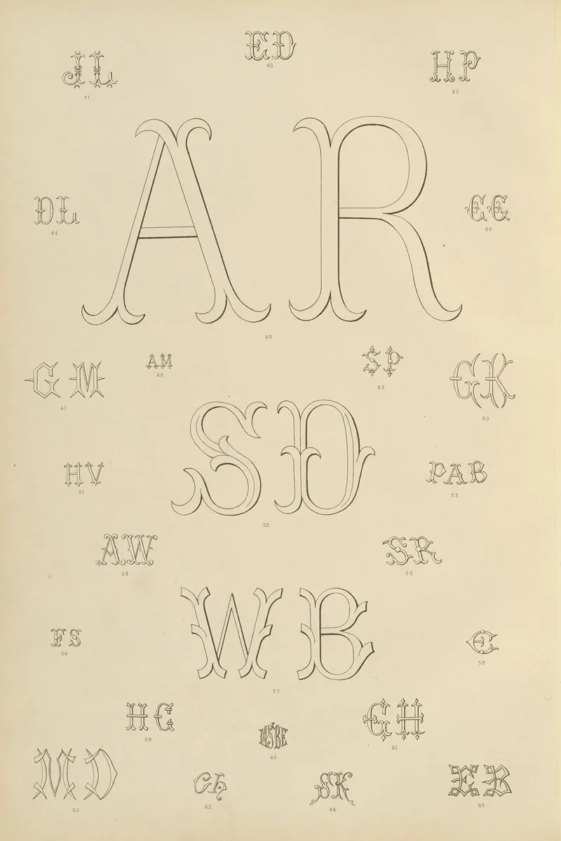 Album De Chiffres Monogrammes Couronnes De Noblesse Françaises Et Etrangeres Pl 004 Wall Art by Ch Crouvezier - High-Resolution Digital Print