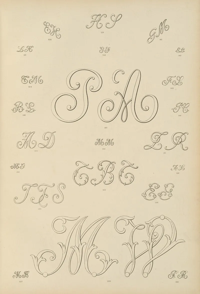 Album De Chiffres Monogrammes Couronnes De Noblesse Françaises Et Etrangeres Pl 011 Wall Art by Ch Crouvezier - High-Resolution Digital Print