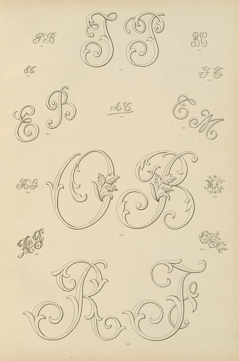 Album De Chiffres Monogrammes Couronnes De Noblesse Françaises Et Etrangeres Pl 013 Wall Art by Ch Crouvezier - High-Resolution Digital Print