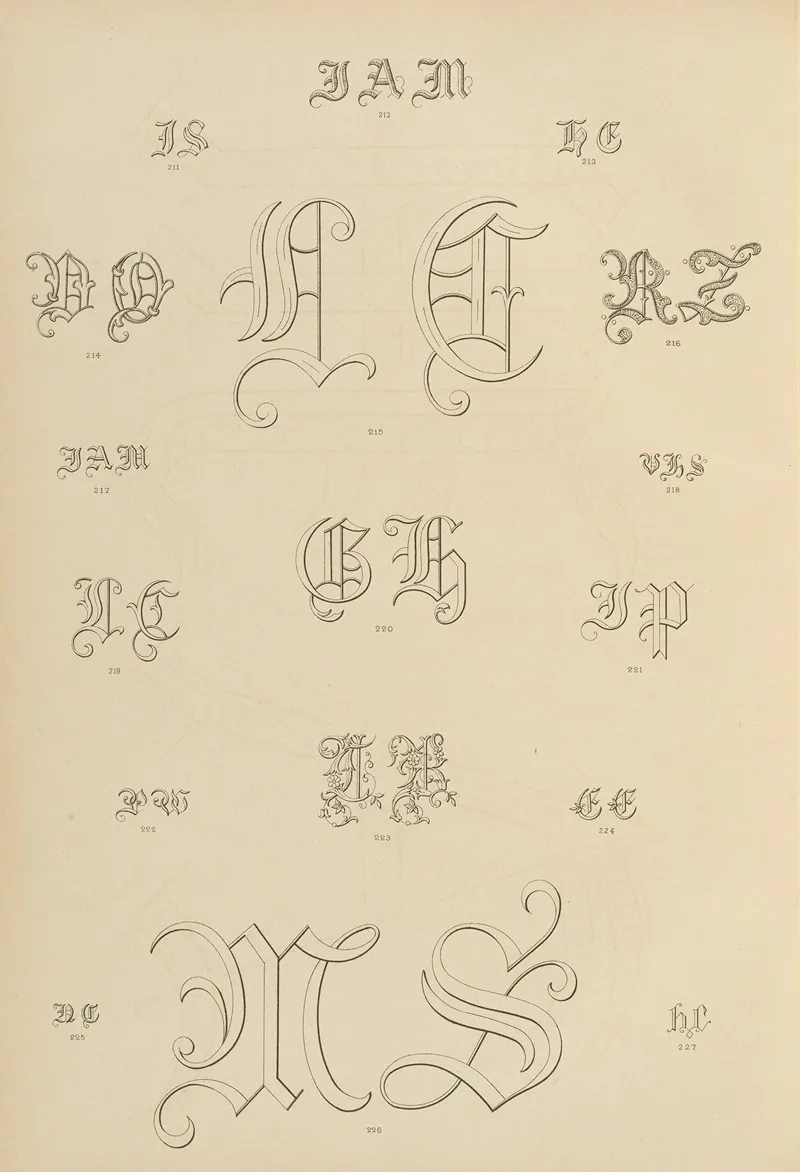 Album De Chiffres Monogrammes Couronnes De Noblesse Françaises Et Etrangeres Pl 016 Wall Art by Ch Crouvezier - High-Resolution Digital Print