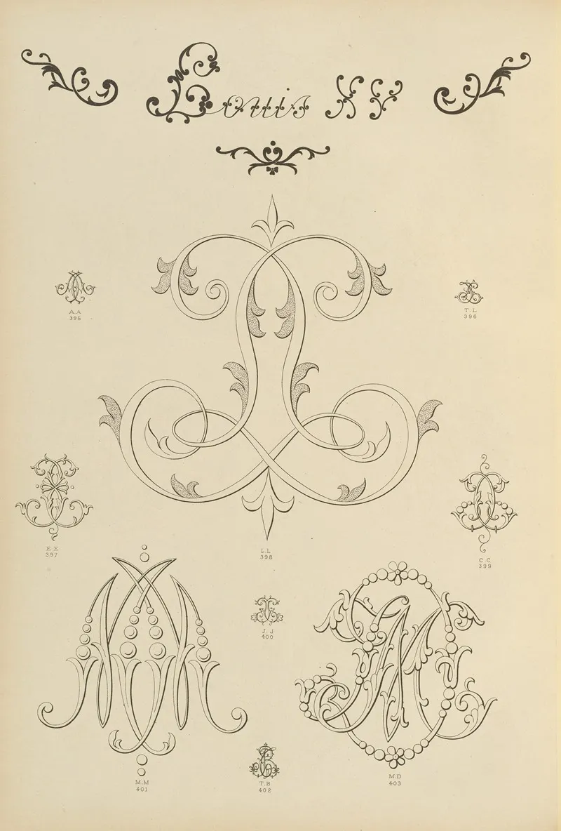 Album De Chiffres Monogrammes Couronnes De Noblesse Françaises Et Etrangeres Pl 034 Wall Art by Ch Crouvezier - High-Resolution Digital Print