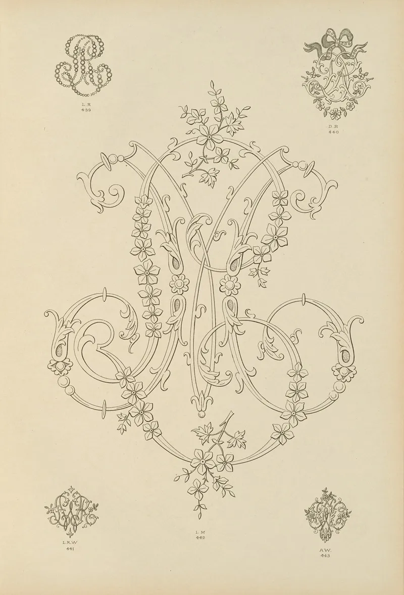 Album De Chiffres Monogrammes Couronnes De Noblesse Françaises Et Etrangeres Pl 039 Wall Art by Ch Crouvezier - High-Resolution Digital Print
