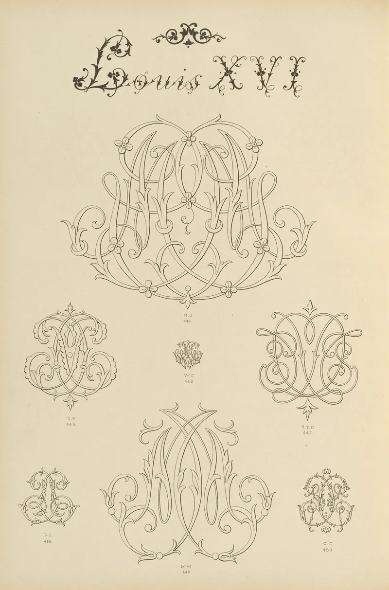 Album De Chiffres Monogrammes Couronnes De Noblesse Françaises Et Etrangeres Pl 040 Wall Art by Ch Crouvezier - High-Resolution Digital Print