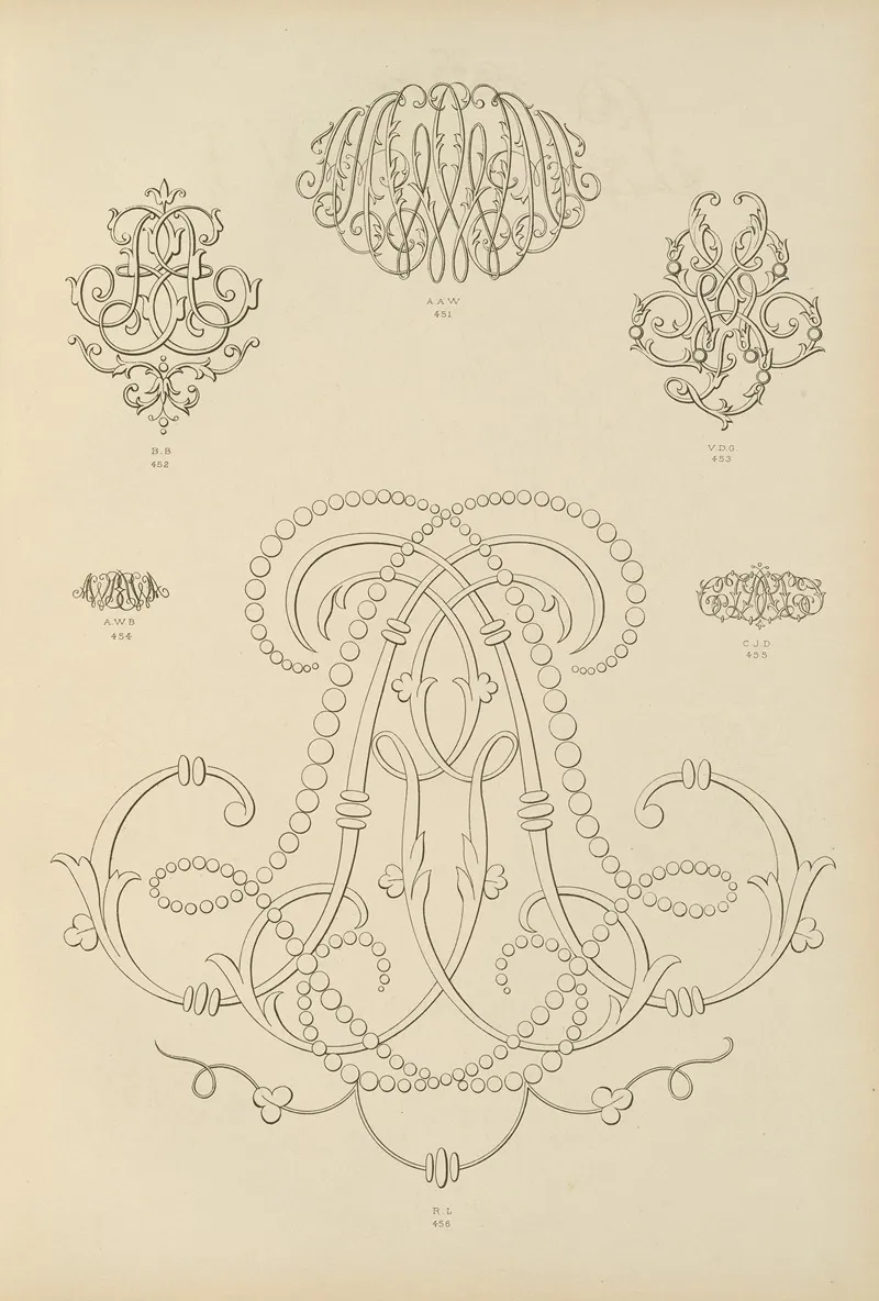 Album De Chiffres Monogrammes Couronnes De Noblesse Françaises Et Etrangeres Pl 041 Wall Art by Ch Crouvezier - High-Resolution Digital Print