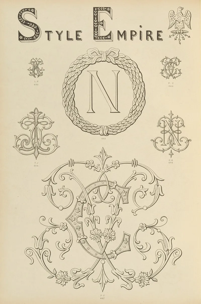 Album De Chiffres Monogrammes Couronnes De Noblesse Françaises Et Etrangeres Pl 046 Wall Art by Ch Crouvezier - High-Resolution Digital Print
