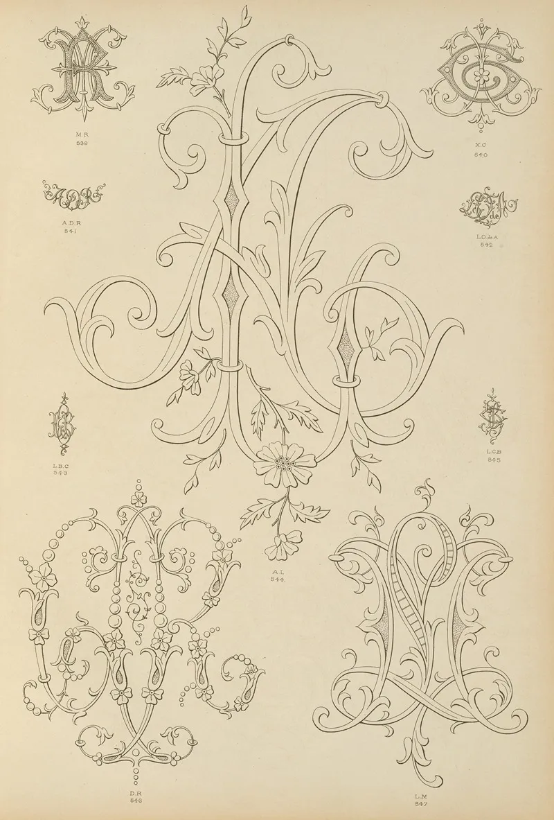 Album De Chiffres Monogrammes Couronnes De Noblesse Françaises Et Etrangeres Pl 051 Wall Art by Ch Crouvezier - High-Resolution Digital Print