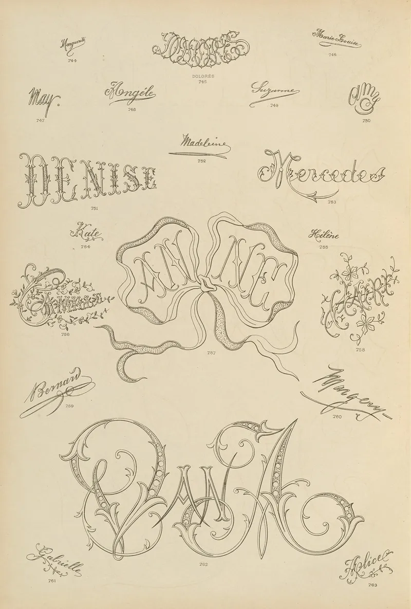 Album De Chiffres Monogrammes Couronnes De Noblesse Françaises Et Etrangeres Pl 072 Wall Art by Ch Crouvezier - High-Resolution Digital Print