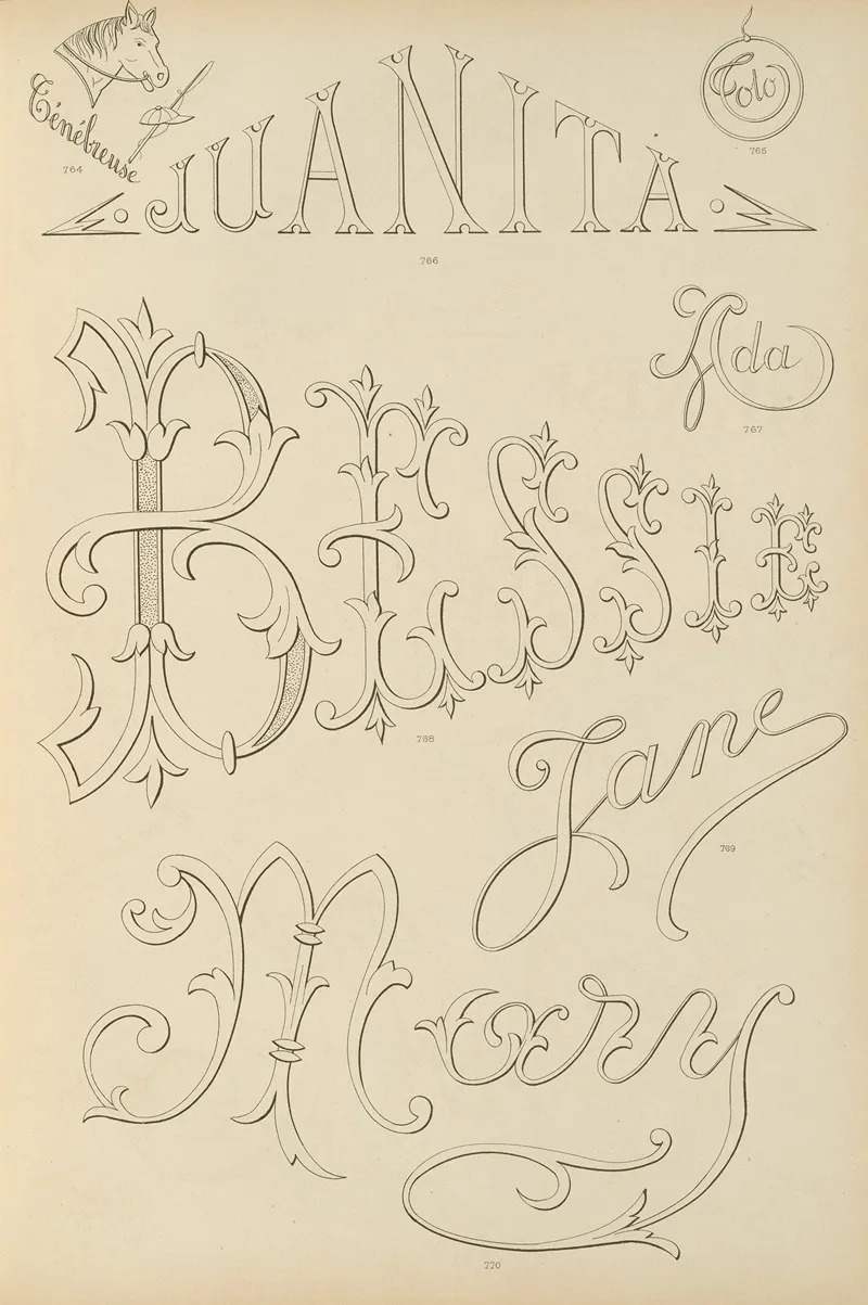Album De Chiffres Monogrammes Couronnes De Noblesse Françaises Et Etrangeres Pl 073 Wall Art by Ch Crouvezier - High-Resolution Digital Print