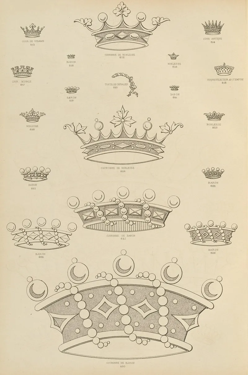 Album De Chiffres Monogrammes Couronnes De Noblesse Françaises Et Etrangeres Pl 078 Wall Art by Ch Crouvezier - High-Resolution Digital Print