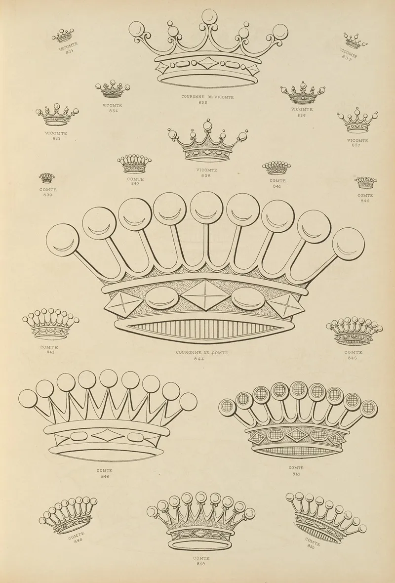 Album De Chiffres Monogrammes Couronnes De Noblesse Françaises Et Etrangeres Pl 079 Wall Art by Ch Crouvezier - High-Resolution Digital Print